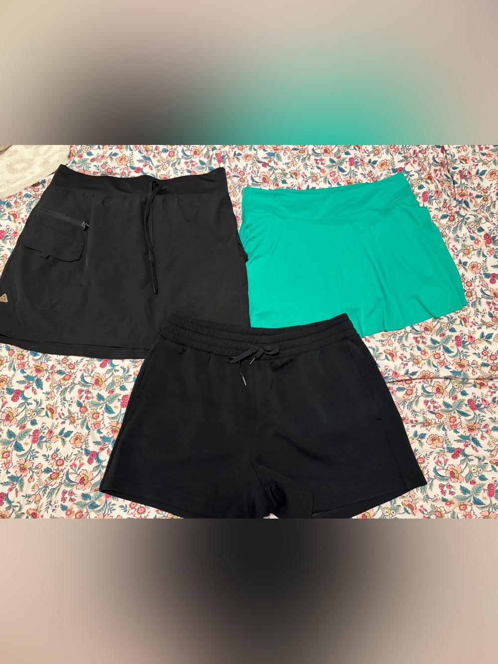 Black and Teal Women's Active Skorts and Shorts Set